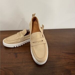 Vionic Women's Beige Slip-On Loafers with White Sole